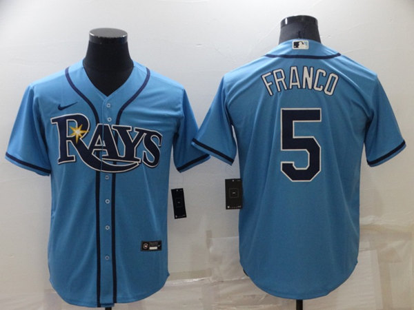 Men's Tampa Bay Rays #5 Wander Franco Blue Cool Base Stitched Baseball Jersey